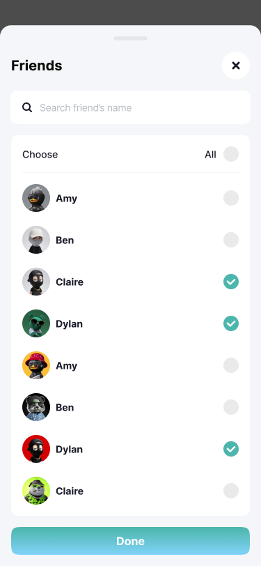 Friends screen in Lumiix app