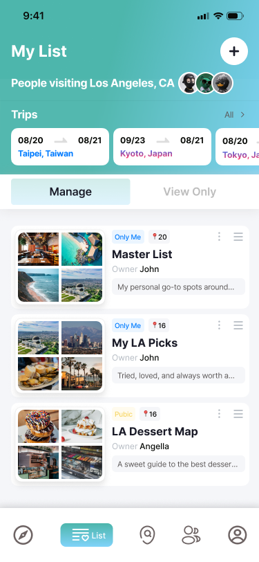 My List screen in Lumiix app